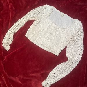 Forever 21 White Lace Longsleeve Crop Top